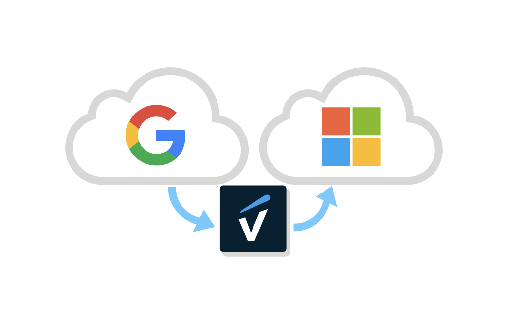 Schematic representation of cloud email migration using VaultMe
