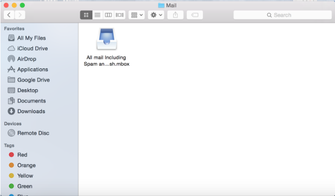File system showing exported Gmail mbox file from Google Takeout File system showing exported Gmail mbox file from Google Takeout