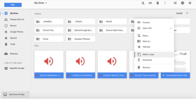 Make a Copy of G Suite Drive files