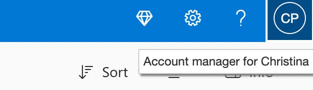 Menu button for accessing account details in OneDrive
