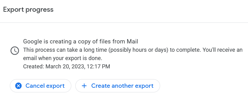 Downloading a Google Takeout archive from the old account