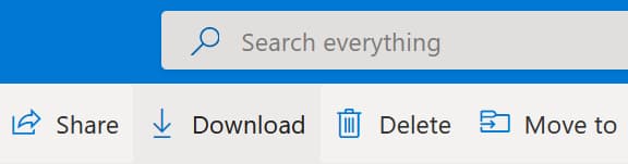 The menu for downloading OneDrive items to a hard drive