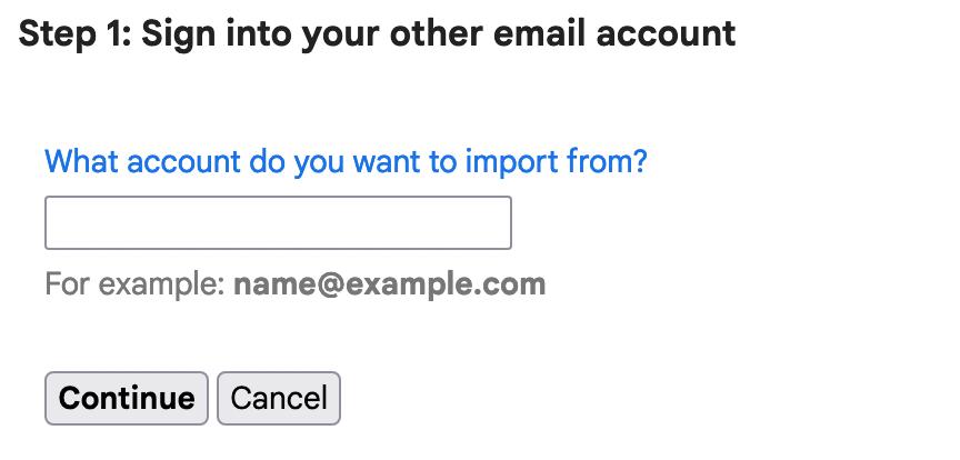 The menu for connecting a Google Workspace account to a Gmail account